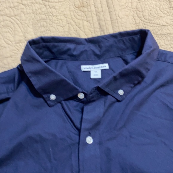 Men’s short sleeve dress shirt navy blue cotton material - Picture 3 of 5